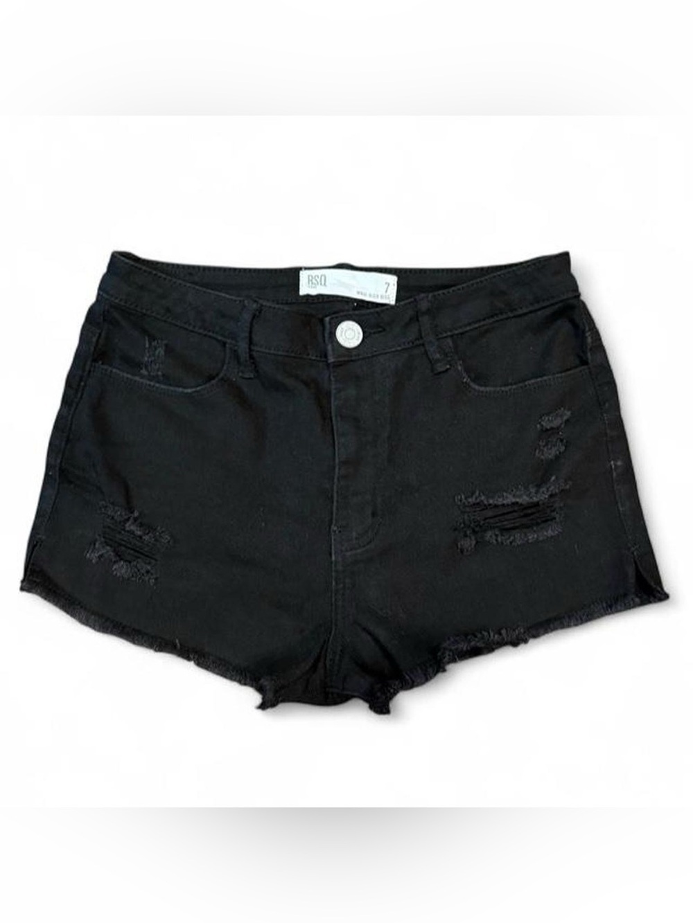 RSQ Black Distressed High-Rise Denim Shorts